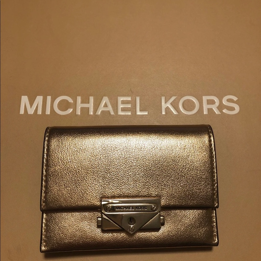 Michael Kors pale gold card case wallet - Picture 2 of 6